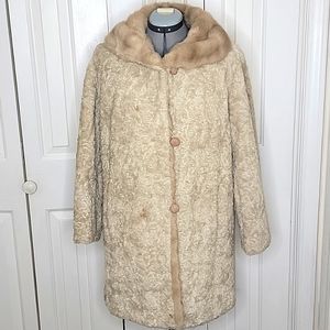 Sportowne Tan Faux Fur Coat Size 10 Vintage